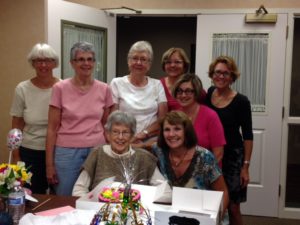 Joy, Marilyn, Linda, Vickie, Susan, LuAnn, and Sharon at Lenore's 95th birthday